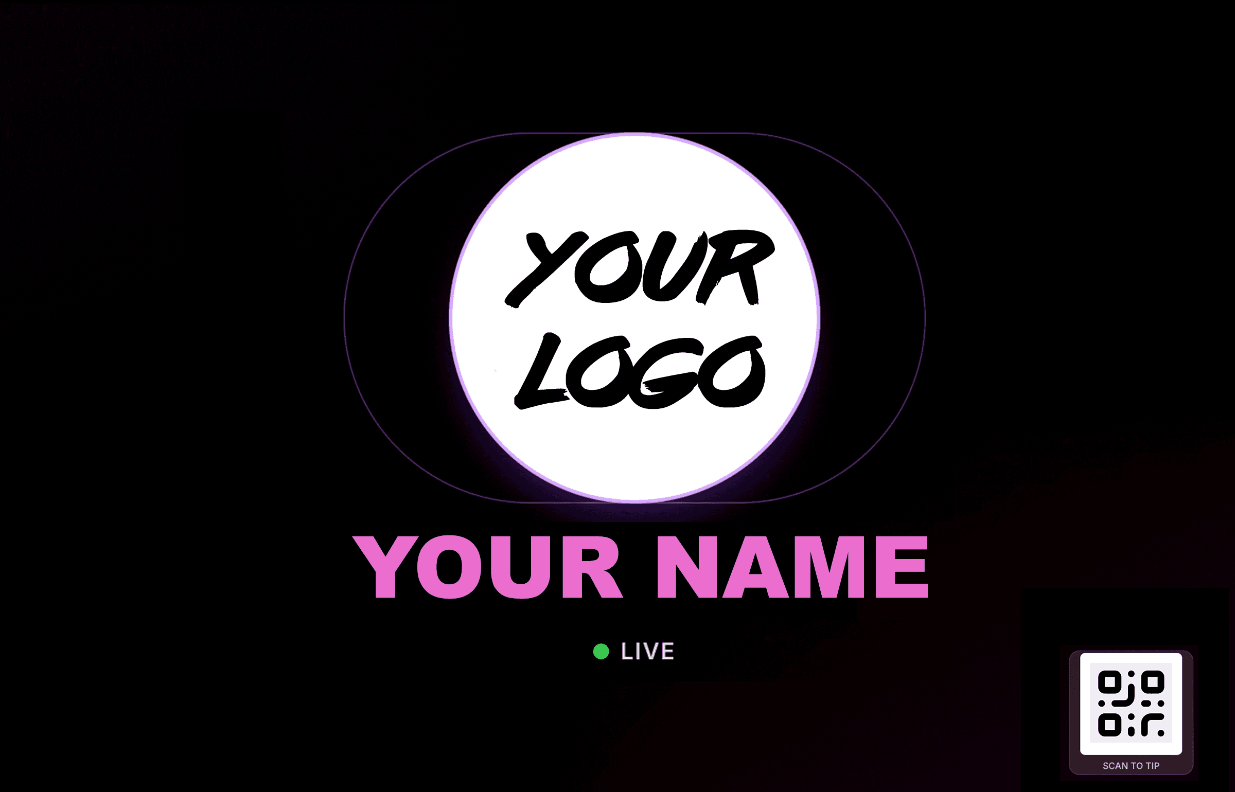 Live display showing brand and tips